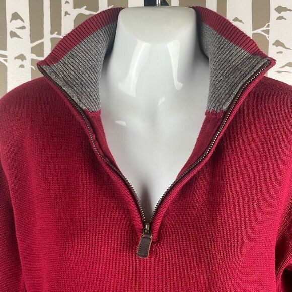 Oscar De La Renta Maroon Burgundy Zip Mock Neck Sweater M - Picture 6 of 7